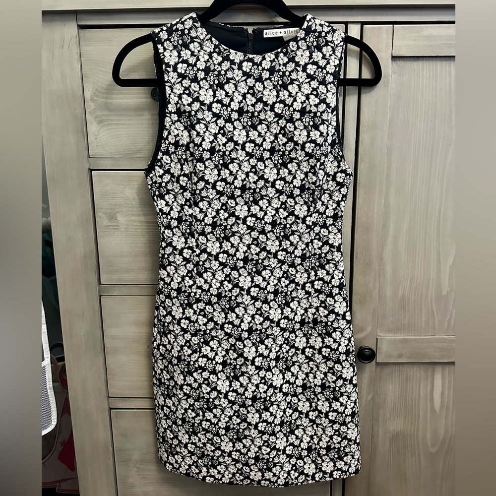 Alice + Olivia Black and White Floral Mini Dress
